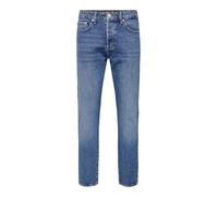 Only & Sons Herren Denim Jeans Regular Fit 5-Pocket Style Hose Verkürzt mit Knopfleiste ONSYOKE, Farben:Blau, Größe Jeans:34W / 34L, Beinlänge:L34
