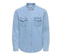 ONLY & SONS Herren Freizeit Hemd ONSBANE Denim -Regular Fit XS S M L XL XXL Blau, Größe:S, Farbe:Medium Blue Denim 22023247