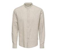 ONLY & SONS Slim Fit Freizeithemd aus Baumwoll-Leinen-Mix Modell 'CAIDEN' in Beige, Größe XXL