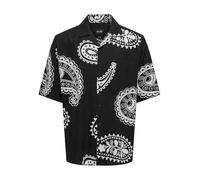 ONLY & SONS Herren Hemd Kurzarm mit Resort-Kragen Bequemes Hawaihemd Shirt, Farben:Schwarz, Größe Hemd:L