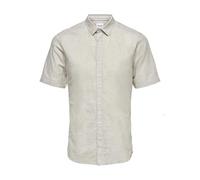 Only & Sons Herren Hemd Kurzarm Slim Fit Hemdkragen modernes Sommer Oberteil, Farben:Beige, Größe Hemd:S