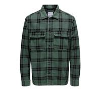 ONLY&SONS Herren Hemd Regular Fit Hemdkragen Knopfleiste Brusttaschen Langarm, Farben:Grün, Größe Hemd:S