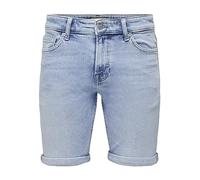 Jeansshorts ONLY & SONS "ONSPLY LIGHT BLUE 5189 SHORTS DNM NOOS", Herren, Gr. XXL, N-Gr, blau (light blau denim), Denim/Jeans, Obermaterial: 99% Baumwolle, 1% Elasthan, unifarben, Basic schmal, Jeans