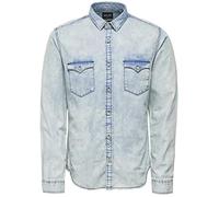 Only & Sons Herren Jeanshemd Onswashed Light Denim (M, Hellblau (Light Blue Denim Fit Slim))