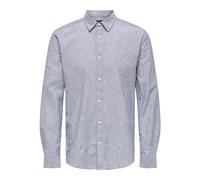 Only & Sons Herren Langarm Leinen Hemd Freizeithemd Slim ONSCasey Solid Linen 22028960 Naval Academy XL
