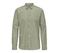 Only & Sons Herren Langarm Leinen Hemd Freizeithemd Slim ONSCasey Solid Linen 22028960 Teal XXL