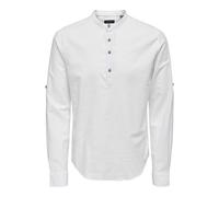 ONLY & SONS Herren Langarmshirt ONSCAIDEN - Slim Fit XS S M L XL XXL Beige Weiss, Größe:L, Farbe:White 22009883