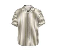 ONLY & SONS Herren Leichtes Kurzarm Hemd mit Resort Kragen Gestreiftes Freizeit Shirt aus Viskose ONSWAYNE, Farben:Beige, Größe Hemd:S