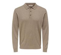 ONLY & SONS Herren Male Gestrickter Rollkragen Poloshirt Onsloui Reg 12 Ls Mel Polo Knit, Desert Taupe, S EU