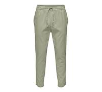 ONLY & SONS Herren O&S Relaxed Stoffhose Bequeme Leinen Baumwolle Pants ONSLINUS Freizeit Trousers mit Tunnelzug, Farben:Grün, Größe Hosen:XS