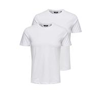 T-Shirt ONLY & SONS "ONSBASIC SLIM O-NECK 2-PACK NOOS", Herren, Gr. L, weiß (pack:2weiß), Single Jersey, Obermaterial: 95% Baumwolle, 5% Elasthan, unifarben, schmal normal, Rundhals, Shirts T-Shirt (4
