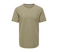 T-Shirt ONLY & SONS "ONSBENNE LONGY SS TEE NF 7822 NOOS", Herren, Gr. S, grau (chinchilla), Single Jersey, Obermaterial: 100% Baumwolle, unifarben, normal lang, Rundhals, Shirts T-Shirt (68972544-S) c