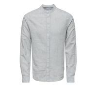 ONLY & SONS Herren ONSCAIDEN Life LS Mao Stripe Linen NOOS Leinenhemd, Sea Spray, M