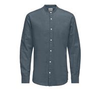 ONLY & SONS Herren ONSCAIDEN Life LS SOLID Linen Mao NOOS Businesshemd, Stormy Weather, L