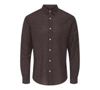 ONLY & SONS Herren Onscaiden Life Ls Solid Linen Shirt Noos, Coffee Bean, S