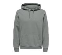 Kapuzensweatshirt ONLY & SONS "ONSCERES HOODIE SWEAT NOOS", Herren, Gr. S, grau (castor gray), angeraute Sweatware, Obermaterial: 65% Baumwolle, 35% Polyester, unifarben, regular fit normal, Rundhals,