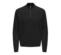 Troyer ONLY & SONS "ONSCOOPER REG 12 HALF ZIP HIGH NECK KNIT", Herren, Gr. XXL, schwarz, Strick, Obermaterial: 52% Viskose, 28% Polyester, 20% Nylon, unifarben, normal normal, Rundhals, gerader Abschl