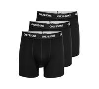 Only & Sons Herren Boxershorts ONSFIT S – Schwarz, schwarzer Bund – Größe S – 3er-Pack