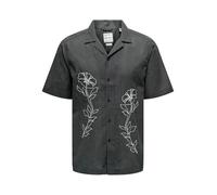 Only & Sons Herren Onsgali RLX Resort Ss Emb Shirt, Grey Pinstripe, Medium