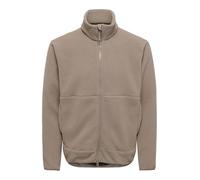 Fleecejacke ONLY & SONS "ONSJASON PRTC FLEECE JACKET OTW NOOS", Herren, Gr. M, walnut, Fleece, Obermaterial: 100% Polyester, unifarben, regular fit normal, ohne Ausschnitt, elastischer Bund, Jacken Fl