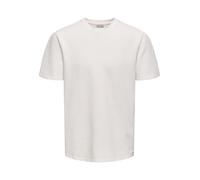 Rundhalsshirt ONLY & SONS "ONSKIAN LIFE REG SEERSUCKER SS TEE NOOS", Damen, Gr. XXL, weiß (cloud dancer), Single Jersey, Obermaterial: 97% Baumwolle, 3% Elasthan, unifarben, regular fit normal, Rundha