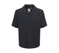 ONLY & SONS Herren ONSLATHAM RLXSS Resort Linen STRUC SHI Kurzarmhemd, Dark Navy, XXL