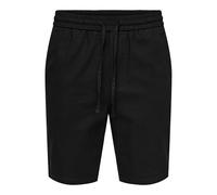 ONLY & SONS Shorts aus Baumwoll-Leinen-Mix Modell 'LINUS' in Black, Größe M