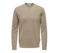 Strickpullover ONLY & SONS "ONSLOUI REG 12 MEL CREW KNIT NOOS", Herren, Gr. XL, beige (desert taupe detail:melange), Strick, Obermaterial: 60% Baumwolle, 20% Nylon, 20% Viskose, meliert, regular fit h
