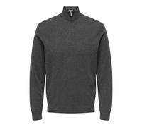 ONLY & SONS Herren Onsloui Reg 12 Mel Half Zip Knit Noos, Dark Grey Melange, Large