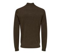 Only & Sons Regular Fit Troyer aus Baumwoll-Viskose-Mix Modell 'LOUI' in Dunkelbraun Melange, Größe S