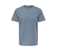 Rundhalsshirt ONLY & SONS "ONSMAX LIFE REG SS STITCH TEE", Herren, Gr. M, grau (flint stone), Single Jersey, Obermaterial: 100% Baumwolle, unifarben, regular fit normal, Rundhals, Shirts Rundhalsshirt