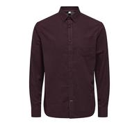 Langarmhemd ONLY & SONS "ONSROAD LIFE REG MELANGE LS SHIRT NOOS", Herren, Gr. S, N-Gr, braun (fudge), Web, Obermaterial: 100% Baumwolle, unifarben, regular fit, Hemden (27215517-S) fudge