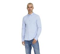 ONLY & SONS Herren Onsrobin Button Under Ls Stretch Shirt Langarmhemd, Cashmere Blue, L