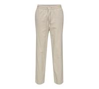 Trainingshose ONLY & SONS "ONSSINUS LOOSE 0007 COT LIN PANT NOOS", Herren, Gr. L, N-Gr, beige (silber lining), Web, Obermaterial: 75% Baumwolle, 25% Leinen, unifarben, modisch, loose fit knöchellang,