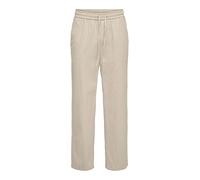 Trainingshose ONLY & SONS "ONSSINUS LOOSE 0007 COT LIN PANT NOOS", Herren, Gr. L, N-Gr, beige (silber lining), Web, Obermaterial: 75% Baumwolle, 25% Leinen, unifarben, modisch, loose fit knöchellang,