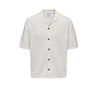 ONLY & SONS Herren Onsthiago Ovz 7 Ss Resort Crochet Shirt Poloshirt, Cloud Dancer, L