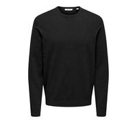 ONLY & SONS Herren Onstim Reg Ls Linen Crew Knit Noos, Black, M