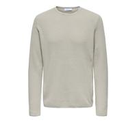 Strickpullover ONLY & SONS "ONSERIC REG 12 STRUC CREW KNIT", Herren, Gr. S, beige (silber lining), Strick, Obermaterial: 100% Baumwolle, unifarben, casual, regular fit normal, Rundhals, Langarm eingef