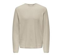 Strickpullover ONLY & SONS "ONSERIC REG 12 STRUC CREW KNIT", Herren, Gr. XL, beige (silber lining), Strick, Obermaterial: 100% Baumwolle, unifarben, casual, regular fit normal, Rundhals, Langarm einge