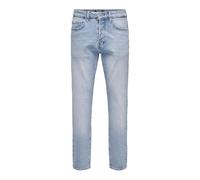 Only & Sons Herren Jeanshose Regular 5-Pocket mit Rissen Bleached Washed Hellblau W30/L32
