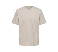 ONLY & SONS Herren Rundhals T-Shirt ONSFRED - Relaxed Fit S-XXL Schwarz Weiss, Größe:M, Farbe:Silver Lining 22022532