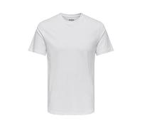 Only & Sons Herren Rundhals-T-Shirt ONSMAX Life – Regular Fit, 100% Baumwolle, Weiß, Gr. L