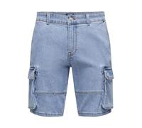 Only & Sons - Cam Stage Cargo Light Blue Denim - Shorts - Blau - S - 80% Baumwolle, 18% Polyester, 2% Elastan,Denim Blau S
