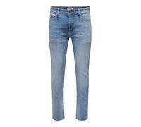 ONLY&SONS Herren Slim Fit Jeans helle Waschung niedrige Taille 5-Pocket Reißverschluss, Farben:Blau, Größe Jeans:28W / 32L, Beinlänge:L32