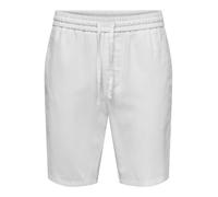 Shorts ONLY & SONS "ONSLINUS 0007 COT LIN SHORTS NOOS", Herren, Gr. XL, N-Gr, weiß (hellweiß), Web, Obermaterial: 75% Baumwolle, 25% Leinen, unifarben, loose fit kniefrei, Hosen Shorts, Baumwolle mit