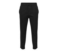 Schlupfhose ONLY & SONS "ONSLINUS CROP 0007 COT LIN PNT NOOS", Herren, Gr. S, N-Gr, schwarz, Web, Obermaterial: 75% Baumwolle, 25% Leinen, unifarben, slim fit knöchellang, Hosen Schlupfhose, Baumwolle