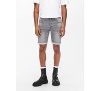 Jeansshorts ONLY & SONS "ONSPLY LIGHT BLUE 5189 SHORTS DNM NOOS", Herren, Gr. L, N-Gr, grau (grau denim), Denim/Jeans, Obermaterial: 72% Baumwolle, 26% Polyester, 2% Elasthan, unifarben, Basic schmal,