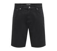 ONLY & SONS Herren Onsfade Black 9087 Azg DNM Shorts, Black Denim, XL EU