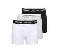 Trunk ONLY & SONS "ONSBASIC SOLID BOXER 3PACK NOOS", Herren, Gr. XL, 3 Stk., light grau melange detail:weiß, schwarz, Jersey, Obermaterial: 95% Baumwolle, 5% Elasthan, meliert, Unterhosen, Baumwollmis