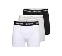 Trunk ONLY & SONS "ONSBASIC SOLID BOXER 3PACK NOOS", Herren, Gr. M, 3 Stk., light grau melange detail:weiß, schwarz, Jersey, Obermaterial: 95% Baumwolle, 5% Elasthan, meliert, Unterhosen, Baumwollmisc